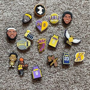 LA Lakers Basketball-Themed Kids Shoe Charms Set, Kobe Bryant, Lebron James etc